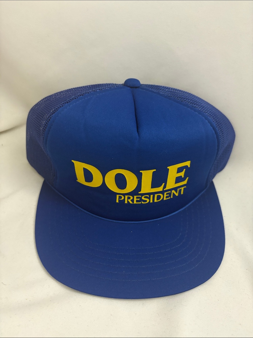 Vintage Bob Dole President Snapback Hat Blue Trucker Mesh 1996 Republican Vote